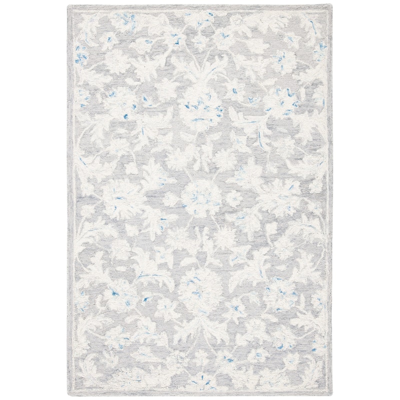 SAFAVIEH Handmade Micro-Loop Utta Wool Rug - 2'6" x 4' - Grey/Ivory