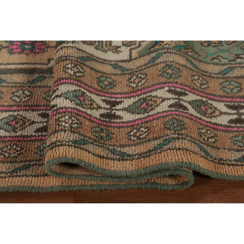 Hamedan Persian Vintage Rug Geometric Hand-Knotted Wool Carpet - 7'0"x 10'0"