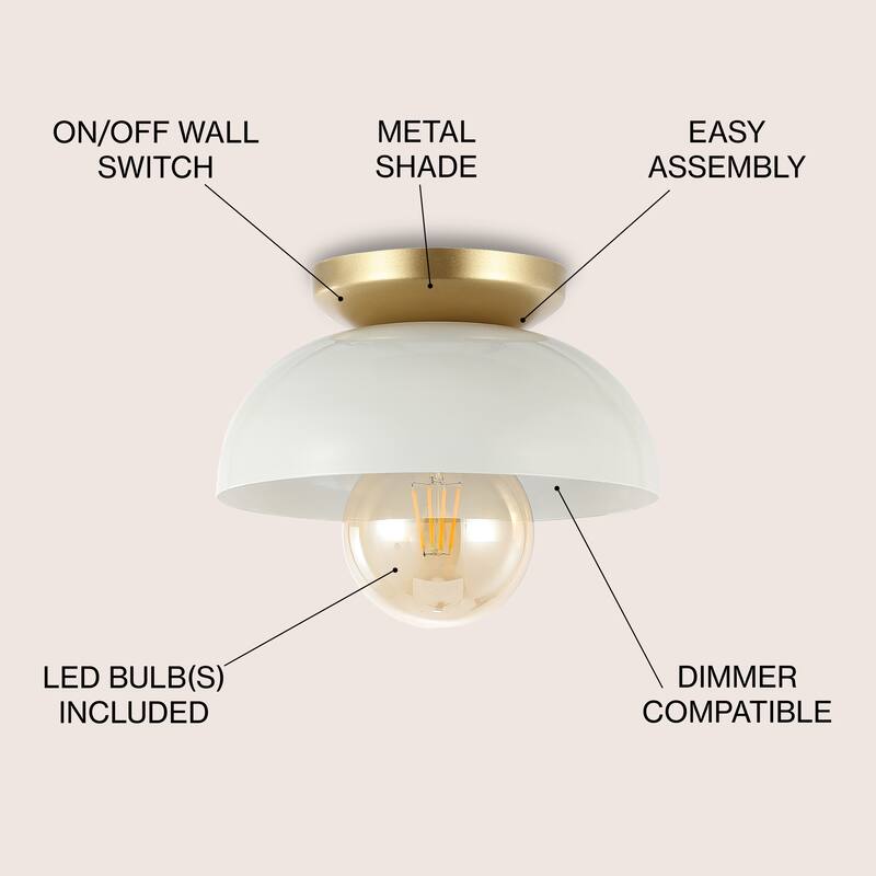 Rodanthe 8.5" 1-Light Classic Industrial Iron LED Flush Mount, by JONATHAN Y