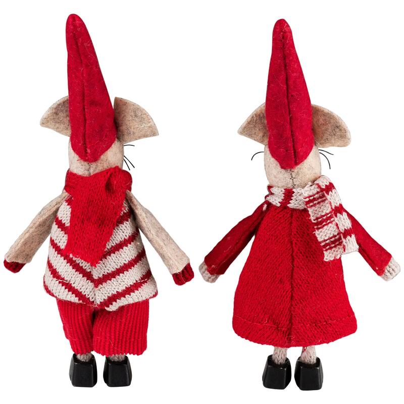 Standing Mice Christmas Decorations - 6" - Set of 2