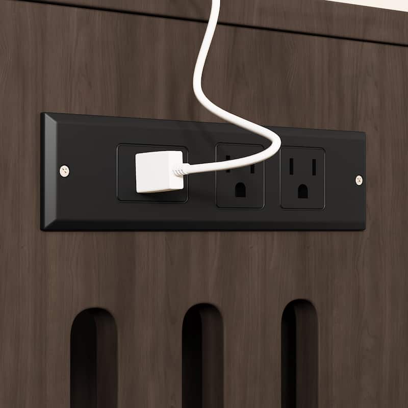 Anmytek Inch Cat Litter Box Enclosure Sliding Door Storage Drawer Charging Station Brown Modern