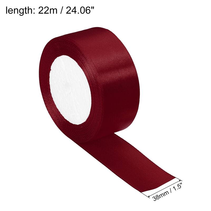 Satin Ribbon Double Face Crafts Roll for Party DIY Wrapping Decoration - Wine Red