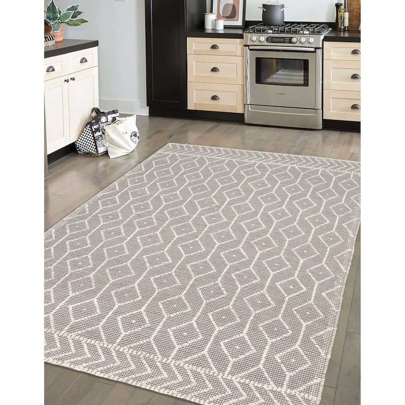 ECARPETGALLERY Braid weave Sienna Taupe Wool Rug - 4'11 x 7'10