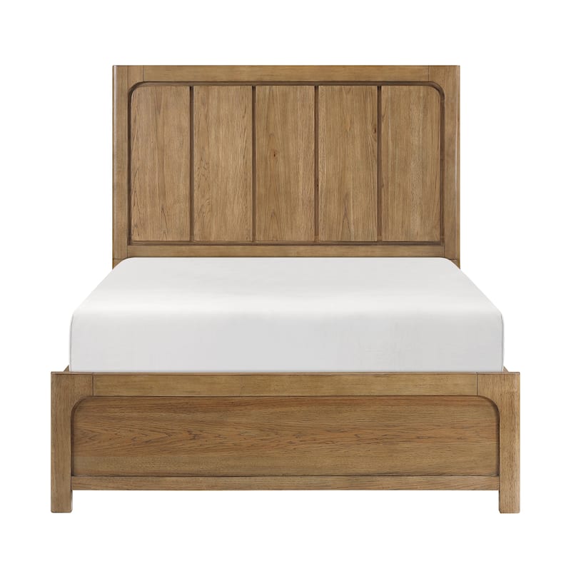 Modern Platform Storage Bed with Drawers Light Brown Finish 1pc