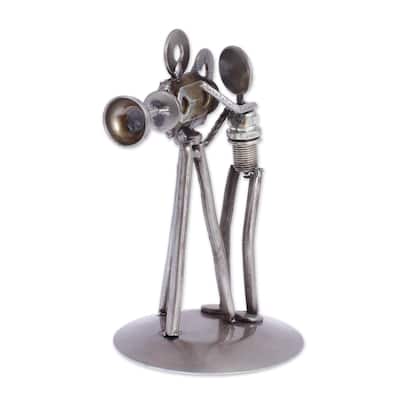Novica Handmade Rustic Camera Man Iron Statuette