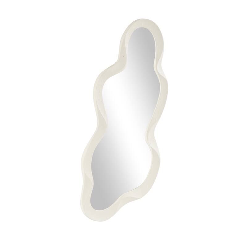 White or Black Wood Wavy Room Wall Mirror with Dimensional Frame