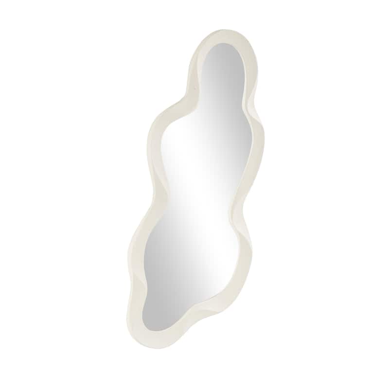 Wood Abstract Wavy Wall Mirror with Dimensional Frame - White or Black - Roche River Decor
