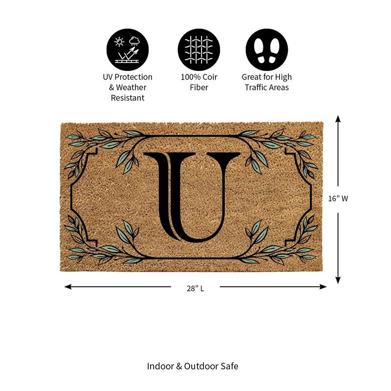 28 in. x 16 in. Monogram Coir Mat, Letter "U"