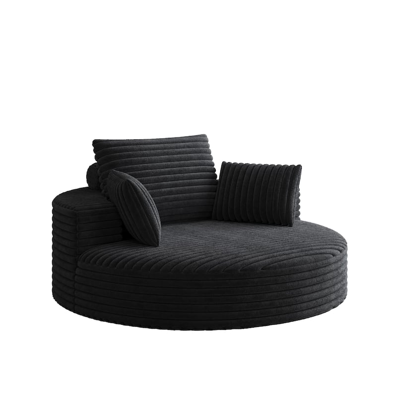 55" Luxury Swivel Chair - Plush Chenille Upholstery with 360° Rotation, Fluffy Modern Design for Living Rooms & Home Theaters