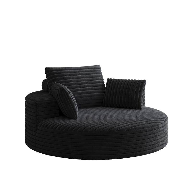 GDFStudio - Lavelle Corduroy 360 Degree Swivel Chair Fluffy Modern Sleeper