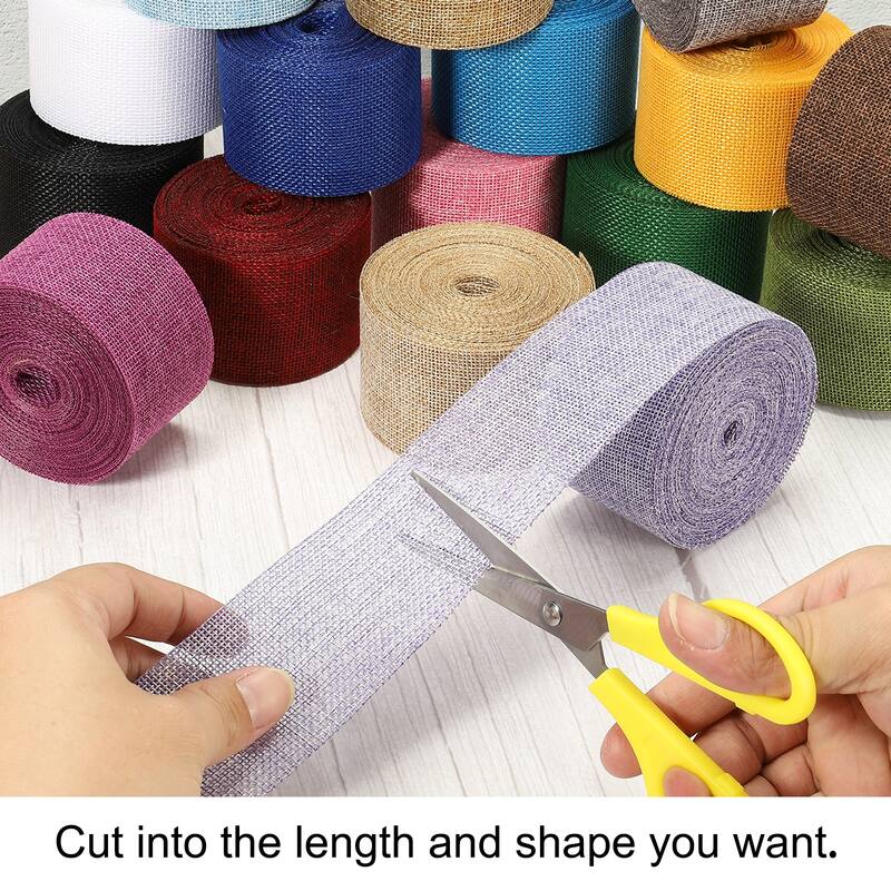 Burlap Fabric Ribbon, Wired Jute Crafts Roll for Wrapping Decoration