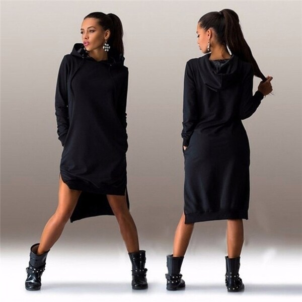long black hoodie dress