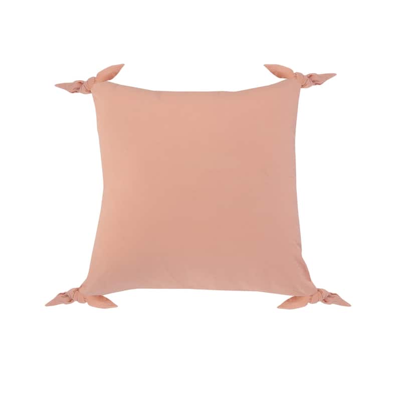 Sevita Solid Pink Corner Tie Throw Pillow