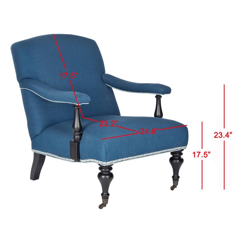 SAFAVIEH Kassie Steel Blue Arm Chair - 27.6" x 36.8" x 35" - 28Wx37Dx35H