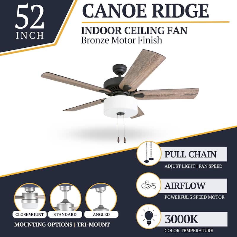 The Gray Barn Hatekin Farmhouse 52-inch Aged Bronze LED Ceiling Fan in Linen Drum Light