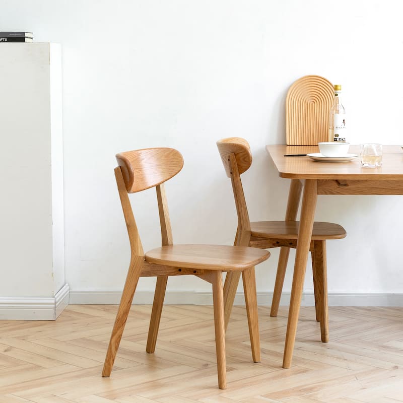 GDFStudio - Belfair Modern Solid Oak Wood Dining Chair - 19.69"W