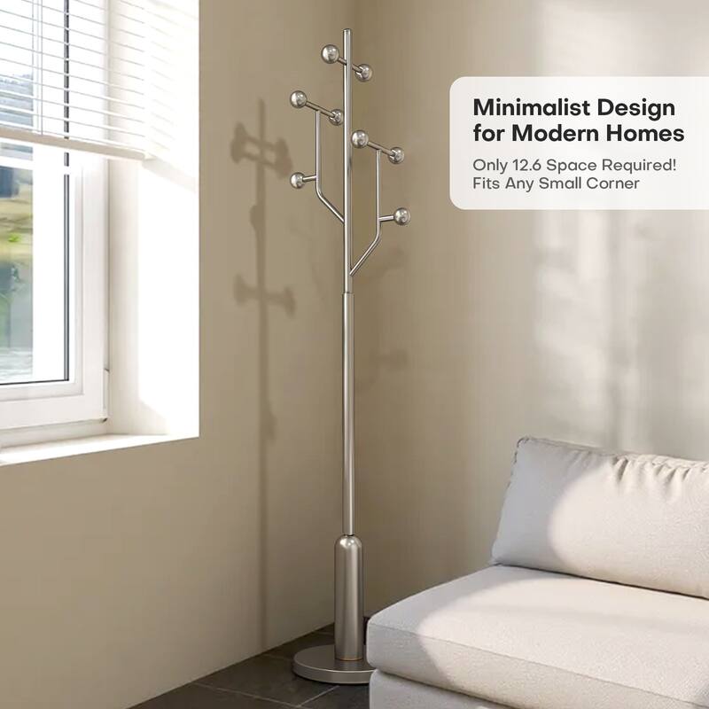 Freestanding Metal Coat Rack Stand Heavy Duty Coat Tree, Single - 70.9"H x 16.9"W(top) x 12.6"Dia(base)