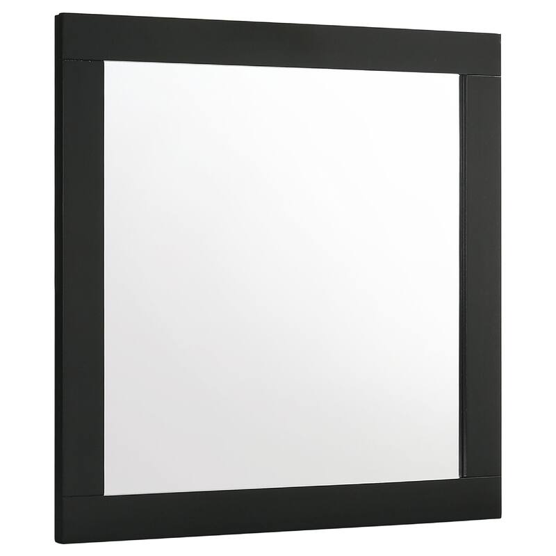 Caer Dresser Mirror, Rectangular Classic Black Asian Hardwood 35 Inch