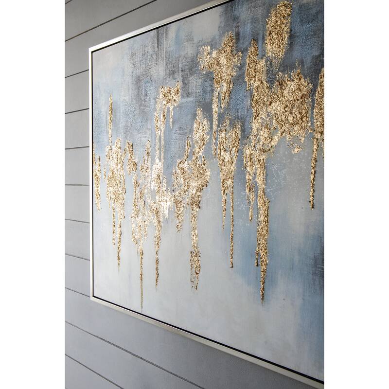 Modern Wall Decor Oil Painting with Gold Accents, Square Framed Wall Art, for Living Room, Dining Room and Office
