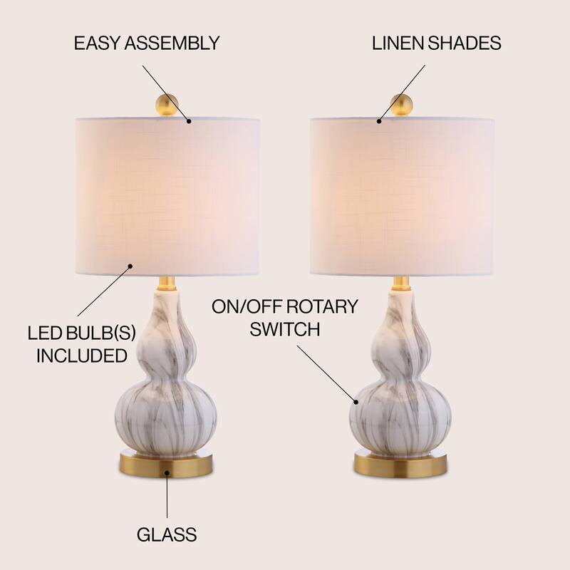 Anya 20.5" Mini Glass LED Table Lamp, Gray by JONATHAN Y