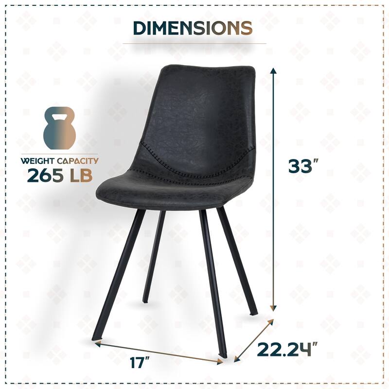 Markley Modern PU Leather Upholstered Ergonomic Mid-Back Accent Chair with Metal Legs Set of 4