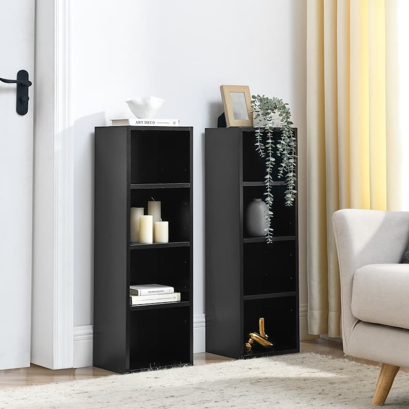 8-Tier Media Tower Rack, CD DVD Slim Storage Cabinet with Adjustable Shelves, Tall Narrow Bookcase Display Bookshelf