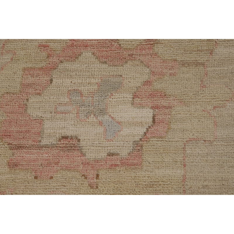 Hand Knotted Oriental 100% Wool Carpet Transitional All-Over Beige & Ivories Oushak Area Rug - 11' 10'' X 8' 11''
