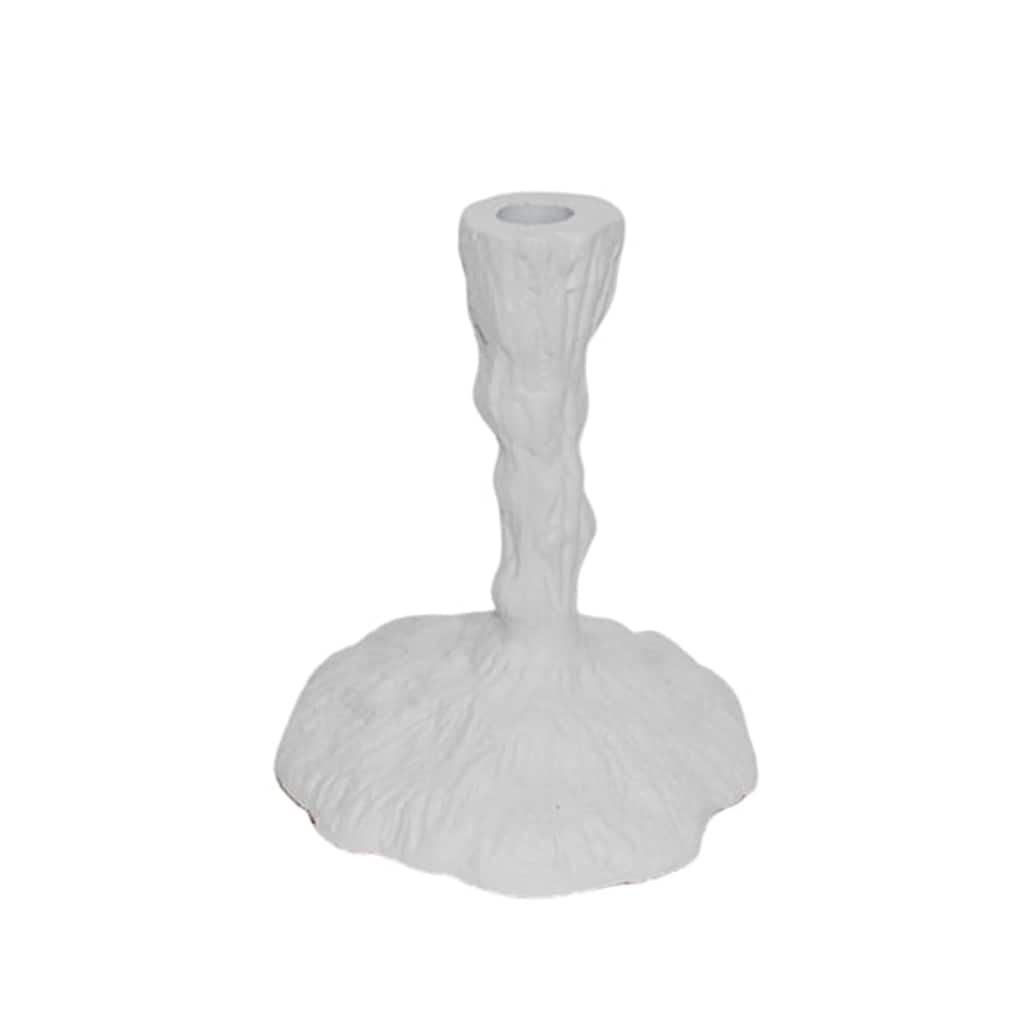 White Aluminum Candle Holder 7.25H- A - White