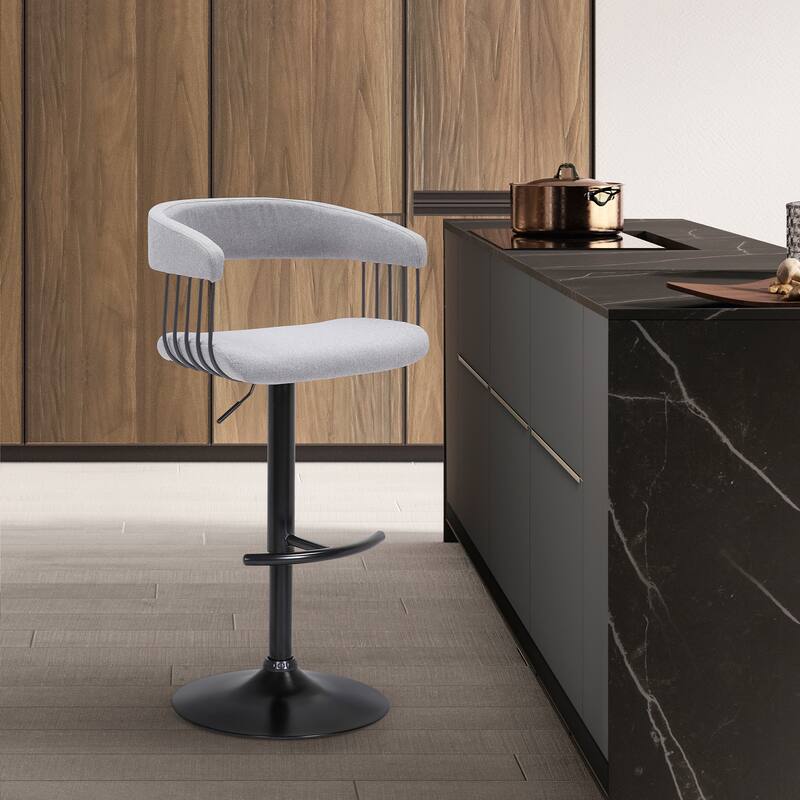 Calista Upholstered Adjustable Height Swivel Counter or Bar Stool - Light Grey