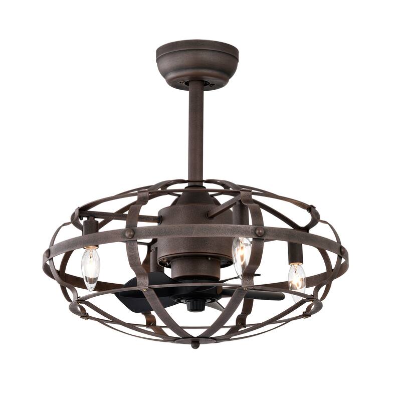 Modern Enclosed Ceiling Fan Light with Reversible Motor and Remote Control, Adjustable Fan Speed for Bedroom and Living Room