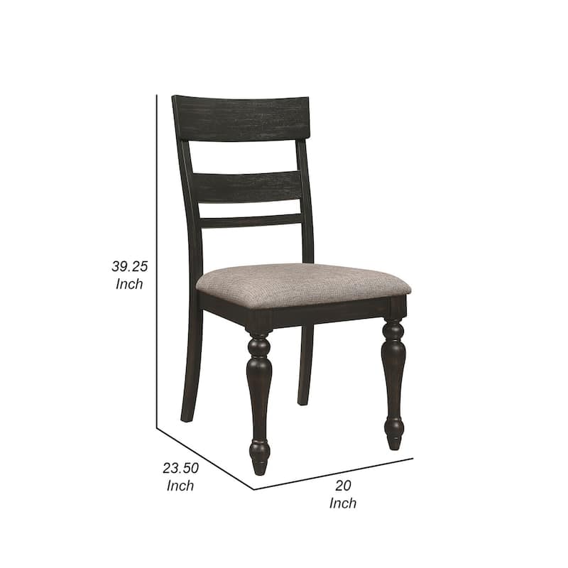 Charcoal Gray/Stone Brown Fabric Upholstered Wood Frame Dining Chair, Set of 2, Sturdy Dining Chair for Dining Rooms - 21.75
