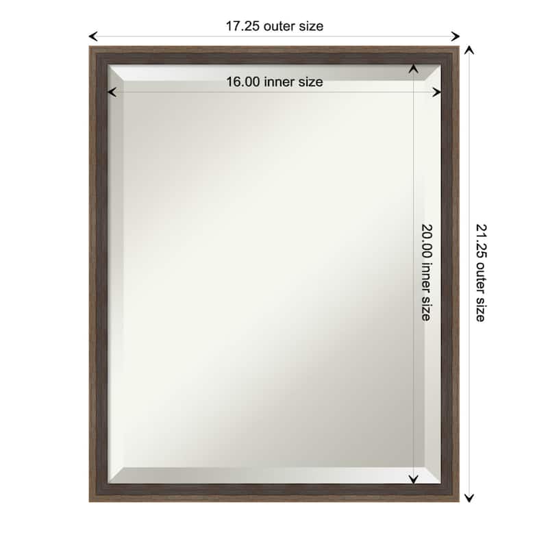 Beveled Wood Bathroom Wall Mirror - Hardwood Wedge Mocha Frame - Hardwood Wedge Mocha