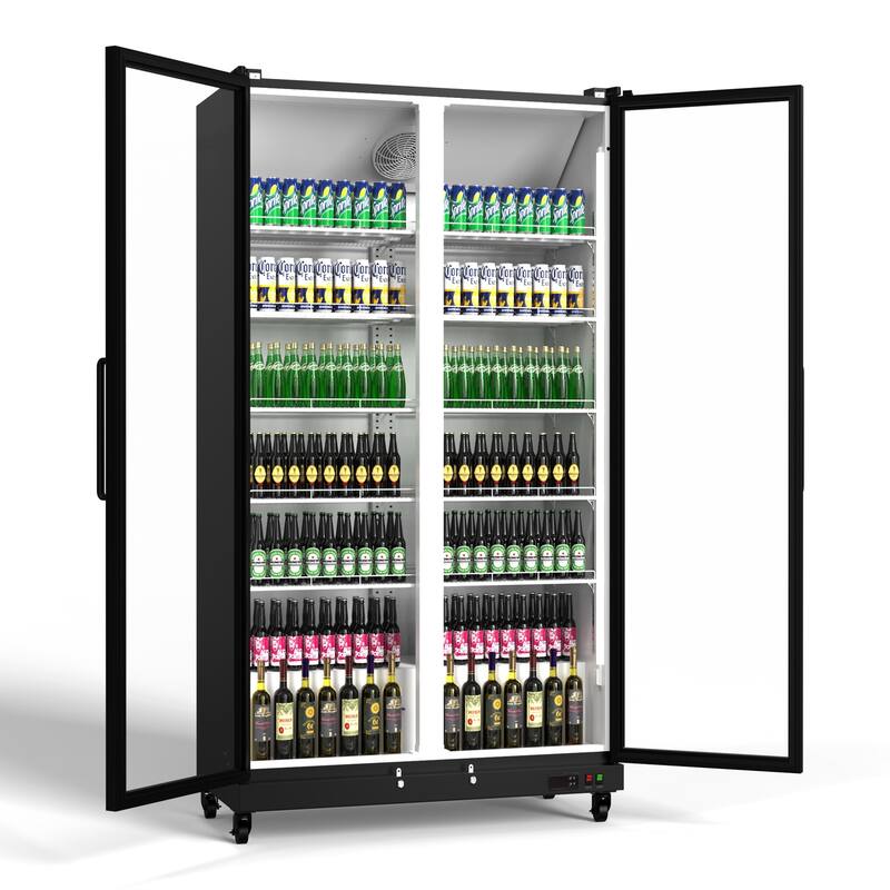 Yeego 37.79 cu.ft Commercial Beverage Display Cooler Refrigerator - 37.79 cu.ft - Black