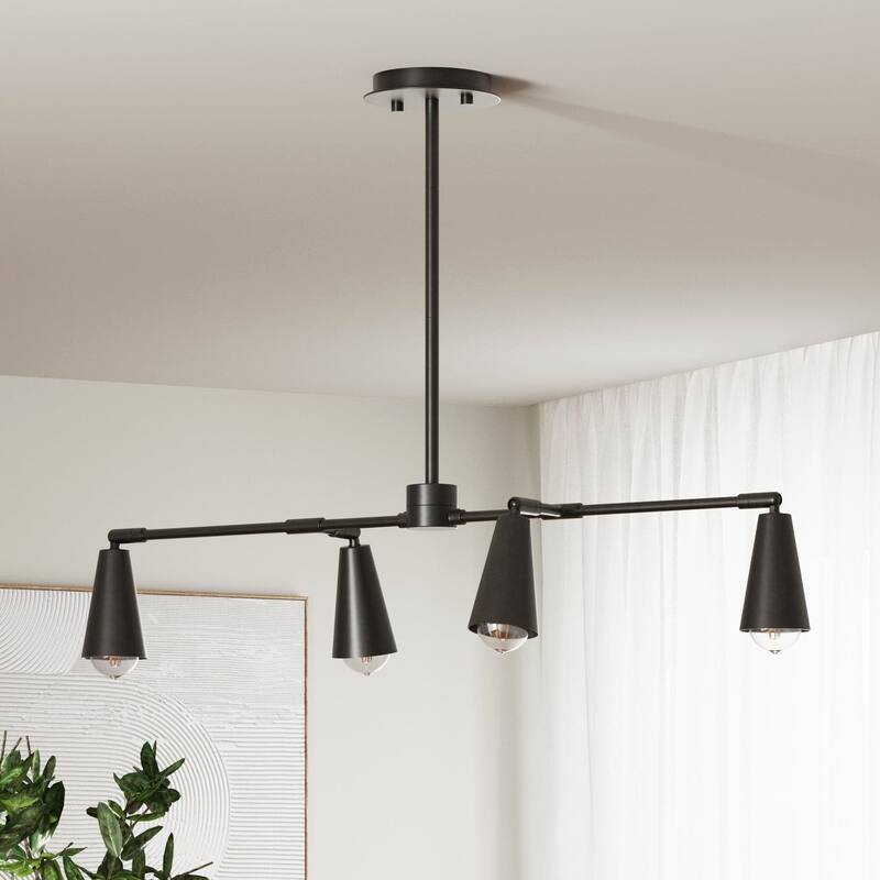 Nathan James Violet 4-Light Ceiling Track Light, Mid-Century Modern Flush Mount Spotlight Fixture - Black