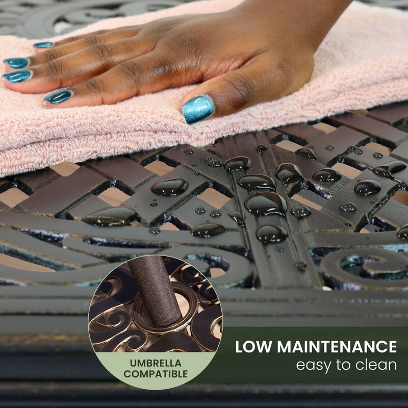 Hanover Traditions 7-Piece Dining Set in Red with 72 x 38 in. Cast-top Table