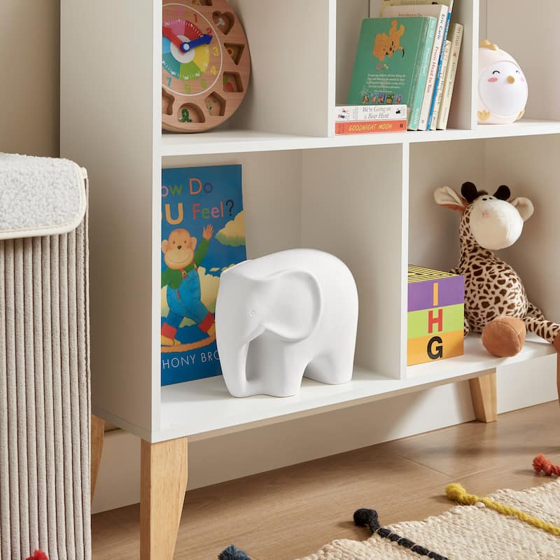 Hans White Abstract Elephant Matte Ceramic Sculpture