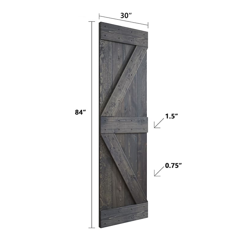 Coast Sequoia 48in/60in/72in/76in/84in x 84in K Series Pine Wood Double Sliding Barn Door With Hardware Kit