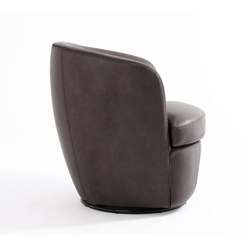 Modern Swivel Leather Accent Chair Upholstered Barrel Chair