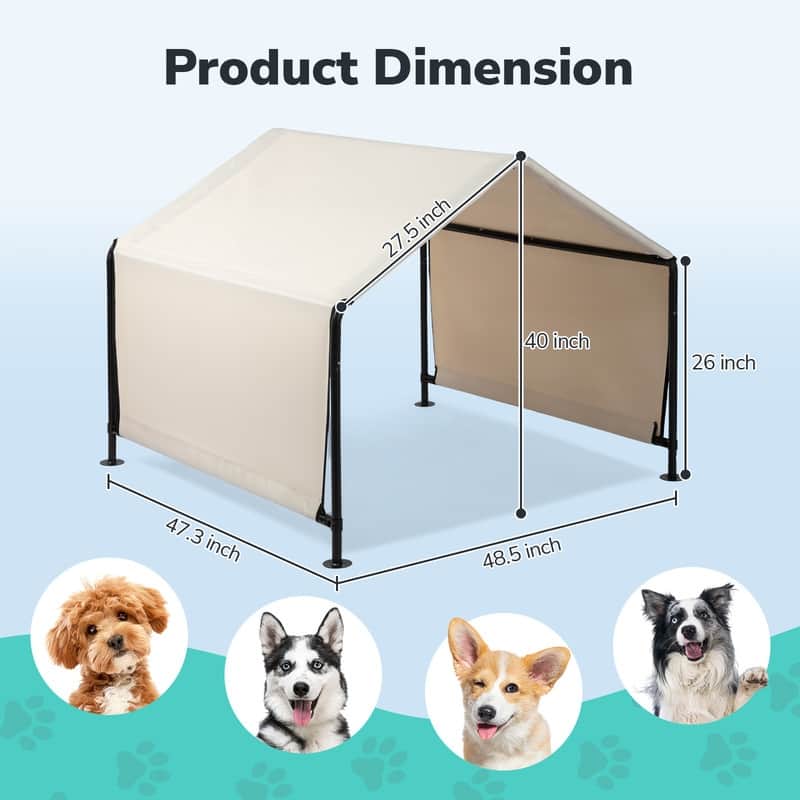 White Waterproof Outdoor Dog Tent for Medium & Large Gogs - 48.4"D x 47.2"W x 40"H in.