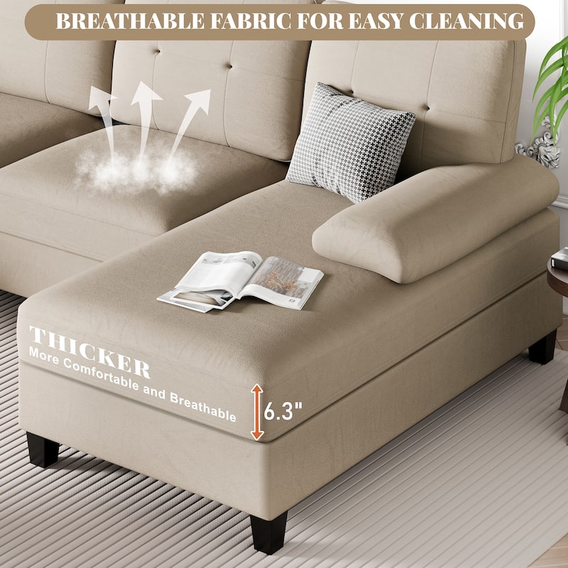 Futzca Sectional Sofa Couches for Living Room, 4 Seat U-Shaped Sofa