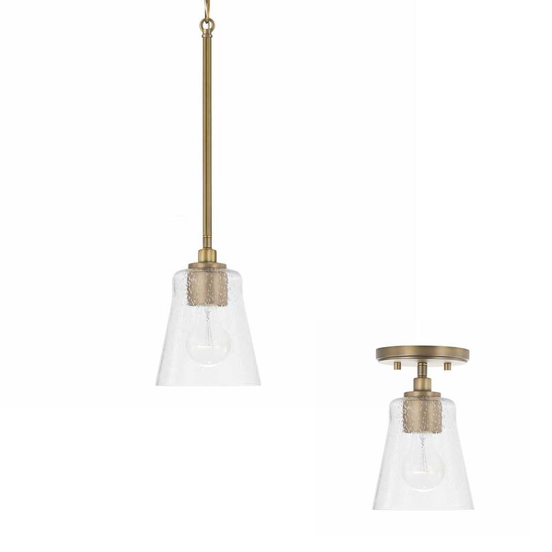 Baker 1-light Mini Pendant/ Semi-Flush Mount w/ Clear Seeded Glass