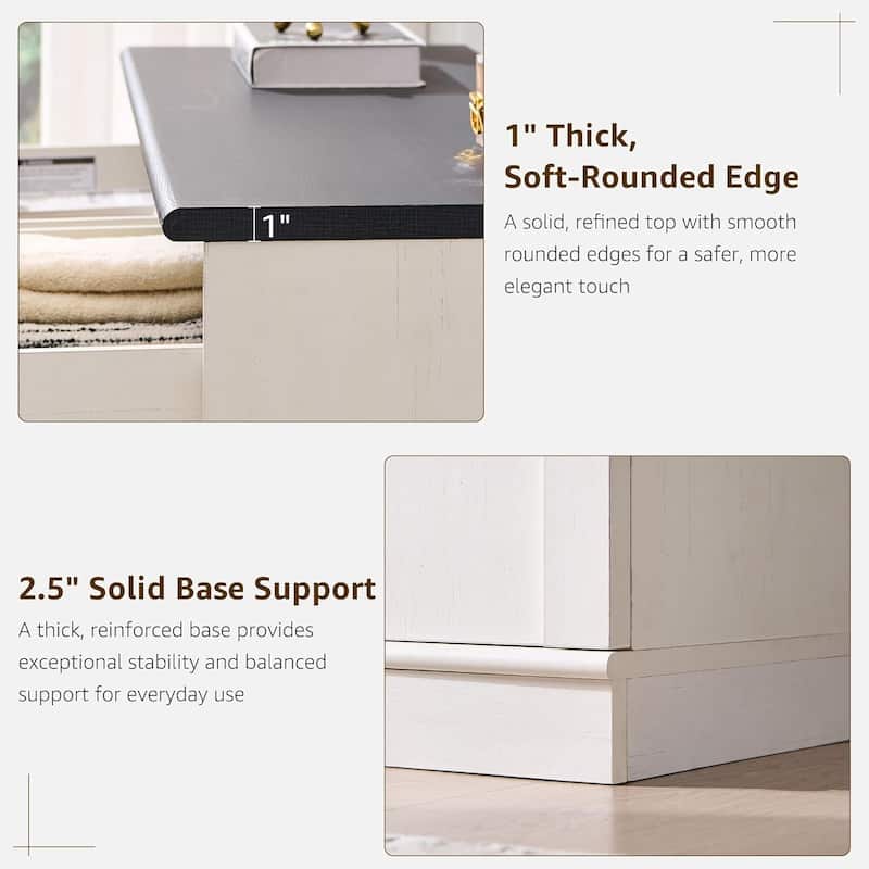 Modern Arched 3 Drawers Nightstand with Charging Station, Side Table