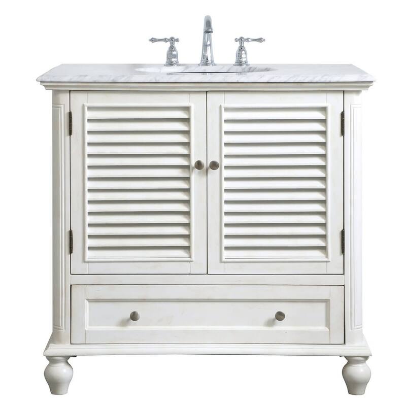 Elegant Lighting VF30536 Rhodes 36" Free Standing Single Basin Vanity - Antique White