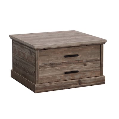 Rustic Brown Side Table with Storage Drawer and Adjustable Shelf 32 Inch Long