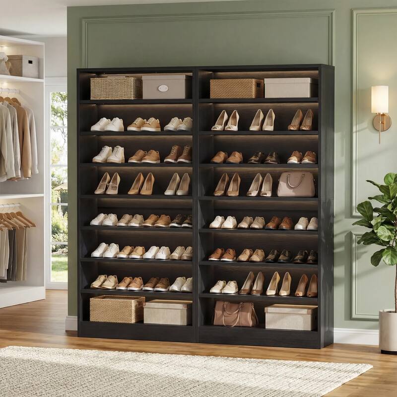 Cimly 45 Pairs Tall Shoe Cabinet, 9-Tier Wooden Shoe Storage Organizer with Adjustable Shelves