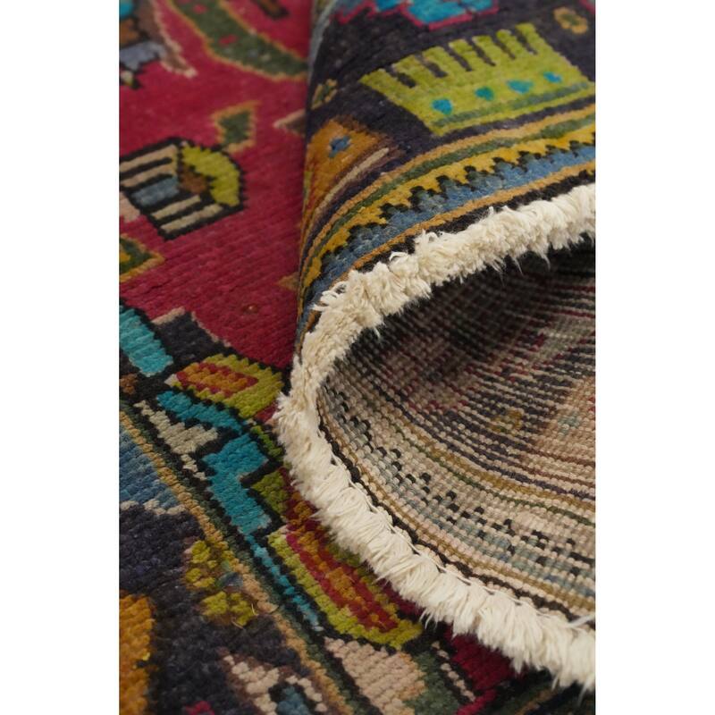 Hand Knotted Oriental 100% Wool Carpet Traditional Geometric Pink Tabriz Runner Rug - 10' 2'' X 3' 6''