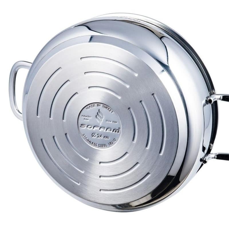 Sofram 18/10 Stainless Steel Low Casserole w/ Glass Lid