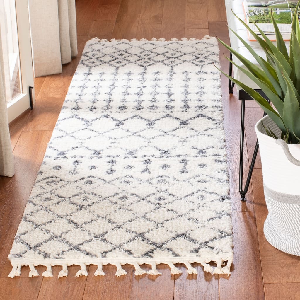 SAFAVIEH Berber Fringe Filadelfia Louetta Trellis Rug - 2'2" x 8' Runner