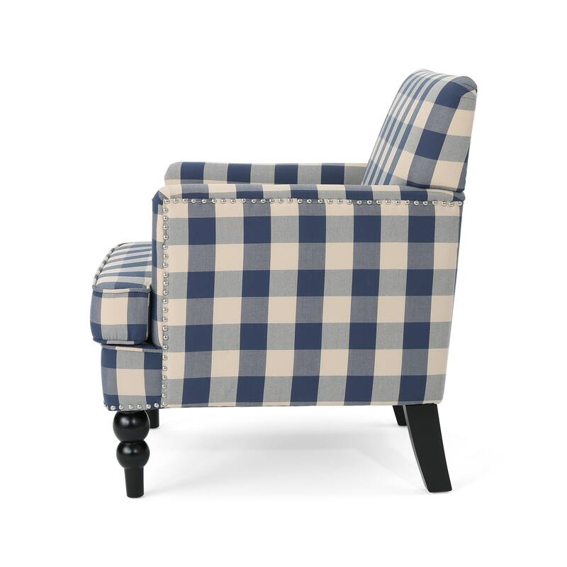 Blue 28.75" Club Chair with Nailheads