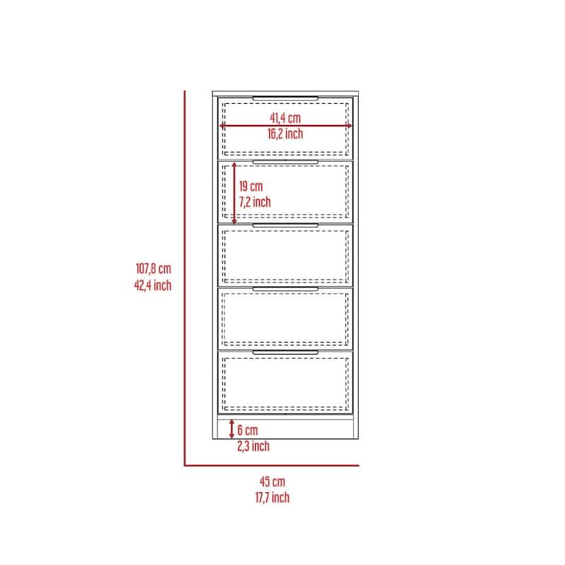 TUHOME Kaia 5 Drawer Dresser, Vertical Dresser